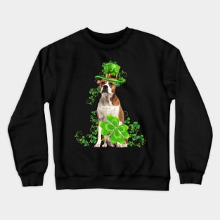 Lucky American Bulldog Shamrock St Patrick's Day Crewneck Sweatshirt